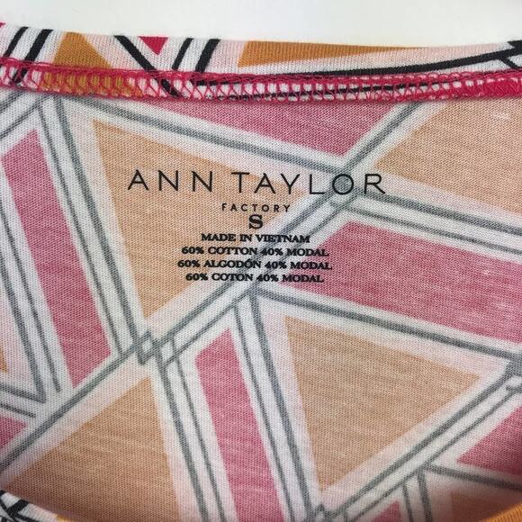 Ann Taylor SOLEIL Pink Yellow Graphic T Shirt Top NWT - Picture 5 of 6